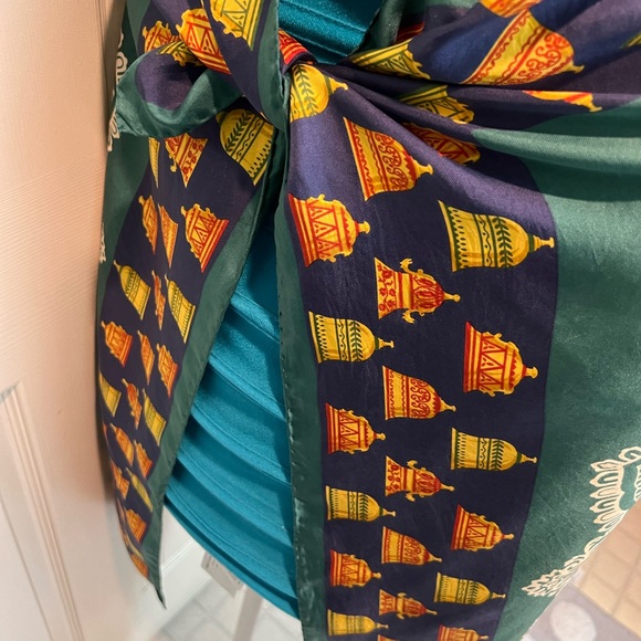 Valentino Scarf. 100% Silk. Hand Rolled. Made in Italy. 35” - Picture 6 of 15